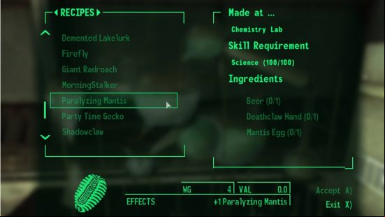 A recipe to create upgrades is one of the additions in the Fallout New Vegas mods for New Perks.
