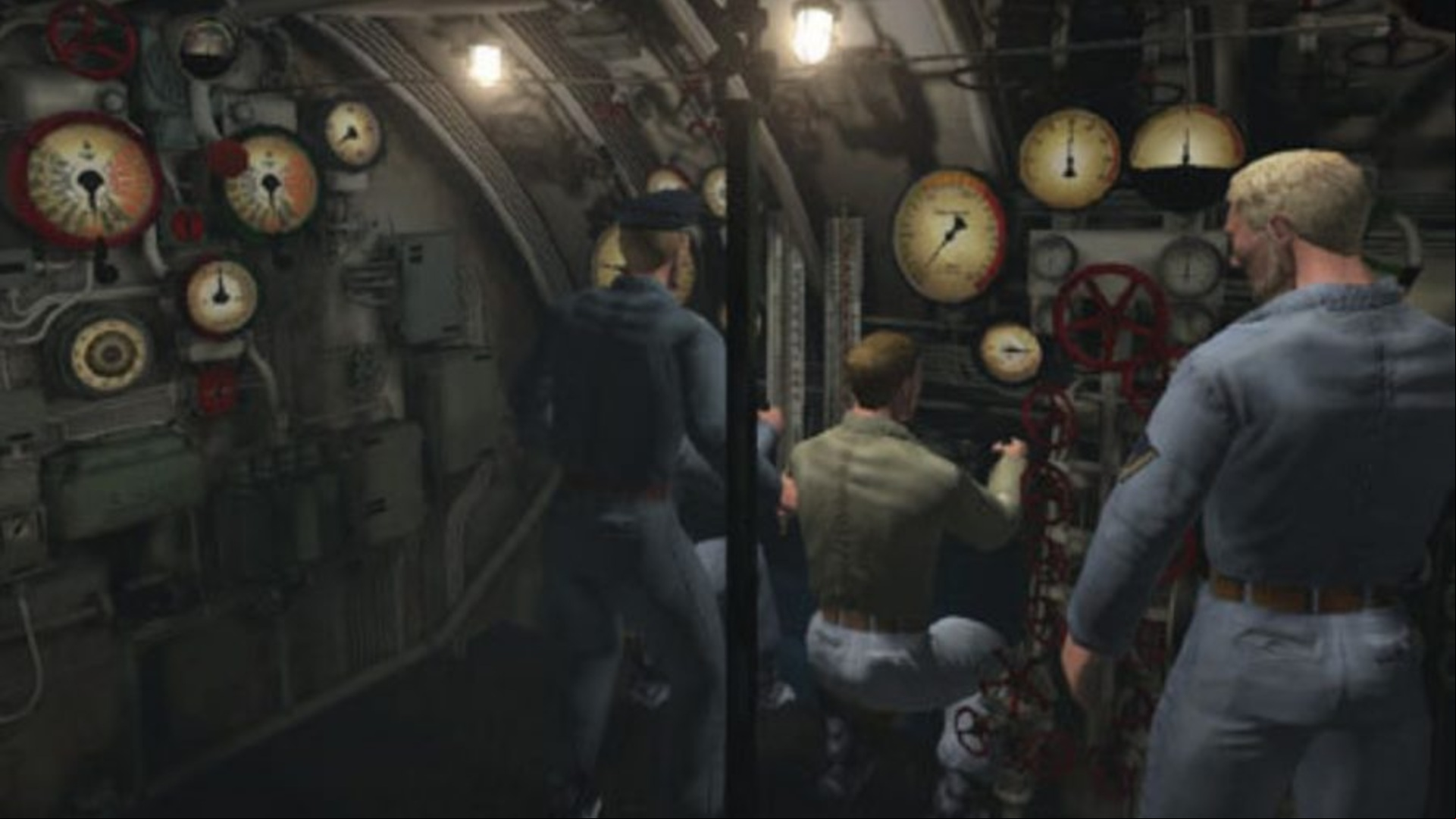 Best WW2 games: Silent Hunter III. Image shows crew aboard a submarine.