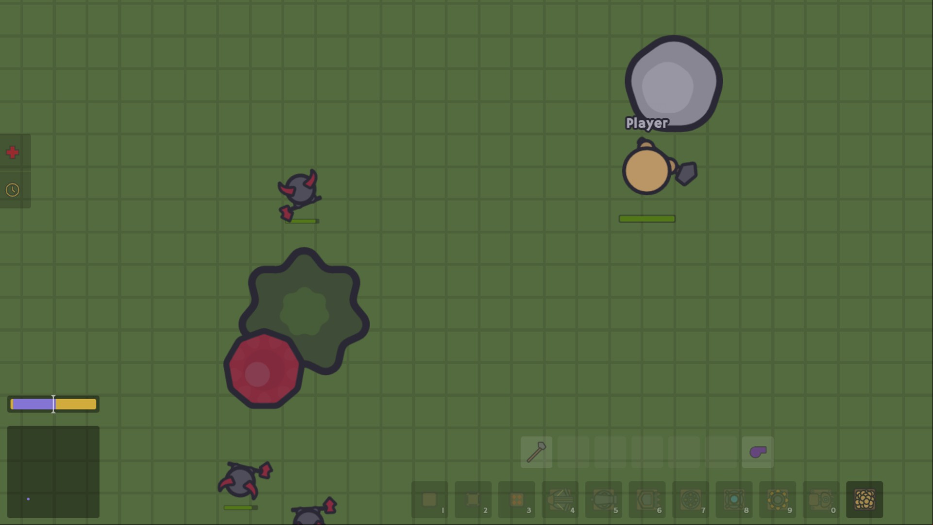 Online games: Zombs.io. Image shows a character harvesting resources in a field as devils approach from behind.