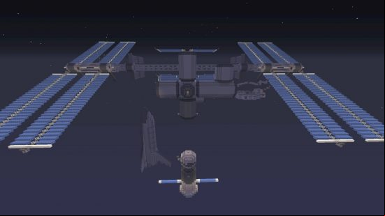 Best Minecraft maps - a shuttle disembarks from a space station in the Deadly Orbit map.