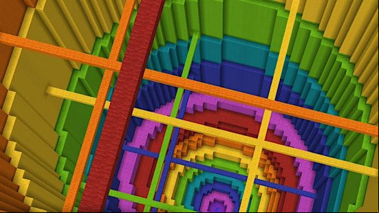 Best Minecraft maps - a rainbow dropper with lots of lines acting as obstacles in the Impossible Dropper 2 map.