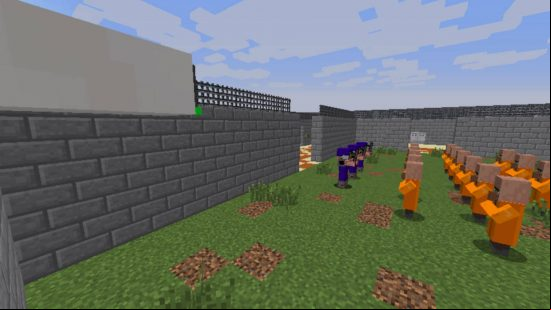 Best Minecraft maps - Three guards instruct several prisoners in The Escapists 2 map.