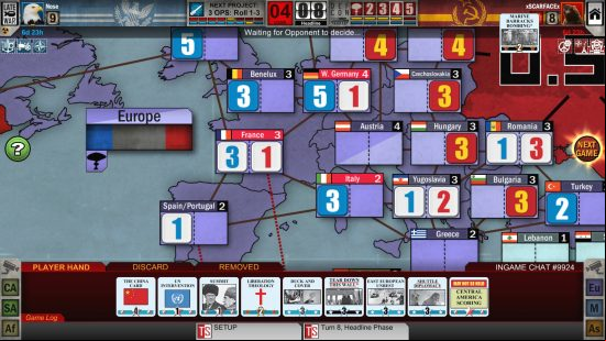 Best PC board games - a view of Europe under the allied forces' control in Twilight Struggle.