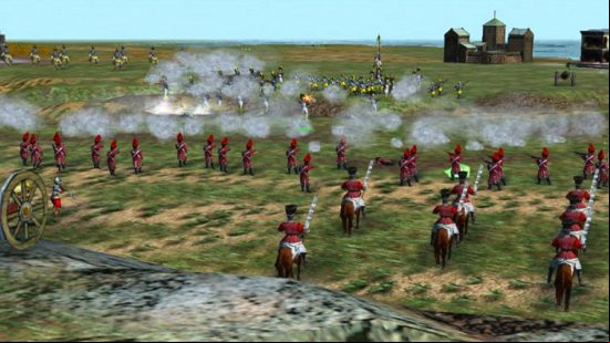 Best games like Age of Empires - a Napoleonic War battle with red coats firing guns in Empire Earth.