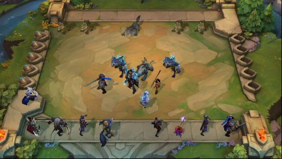 Best auto battlers: A typical match in Teamfight Tactics, representing the battlefield from a top-down perspective.
