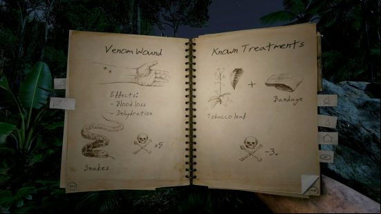 A book of knowledge concerning the treatment of venom wounds in one of the best crafting games, Green Hell