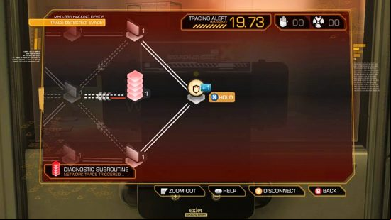 Bes hacking games - Deus Ex Human Revolution: On screen footage of hacking in-game