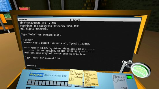 Best hacking games - Quadrilateral Cowboy: a command prompt screen on a laptop in-game.