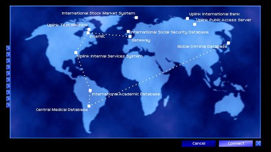 Best hacking games - Uplink: A world map on a screen