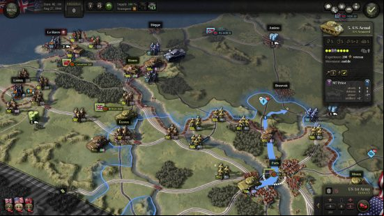Best turn-based strategy games - a view of the map in Unity of Command 2.