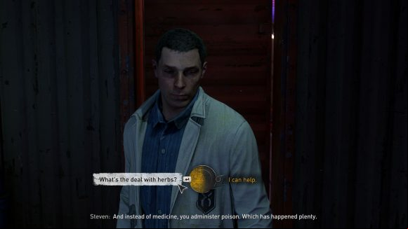 Talking to a tired and weary doctor in Dying Light 2, using a dialogue wheel