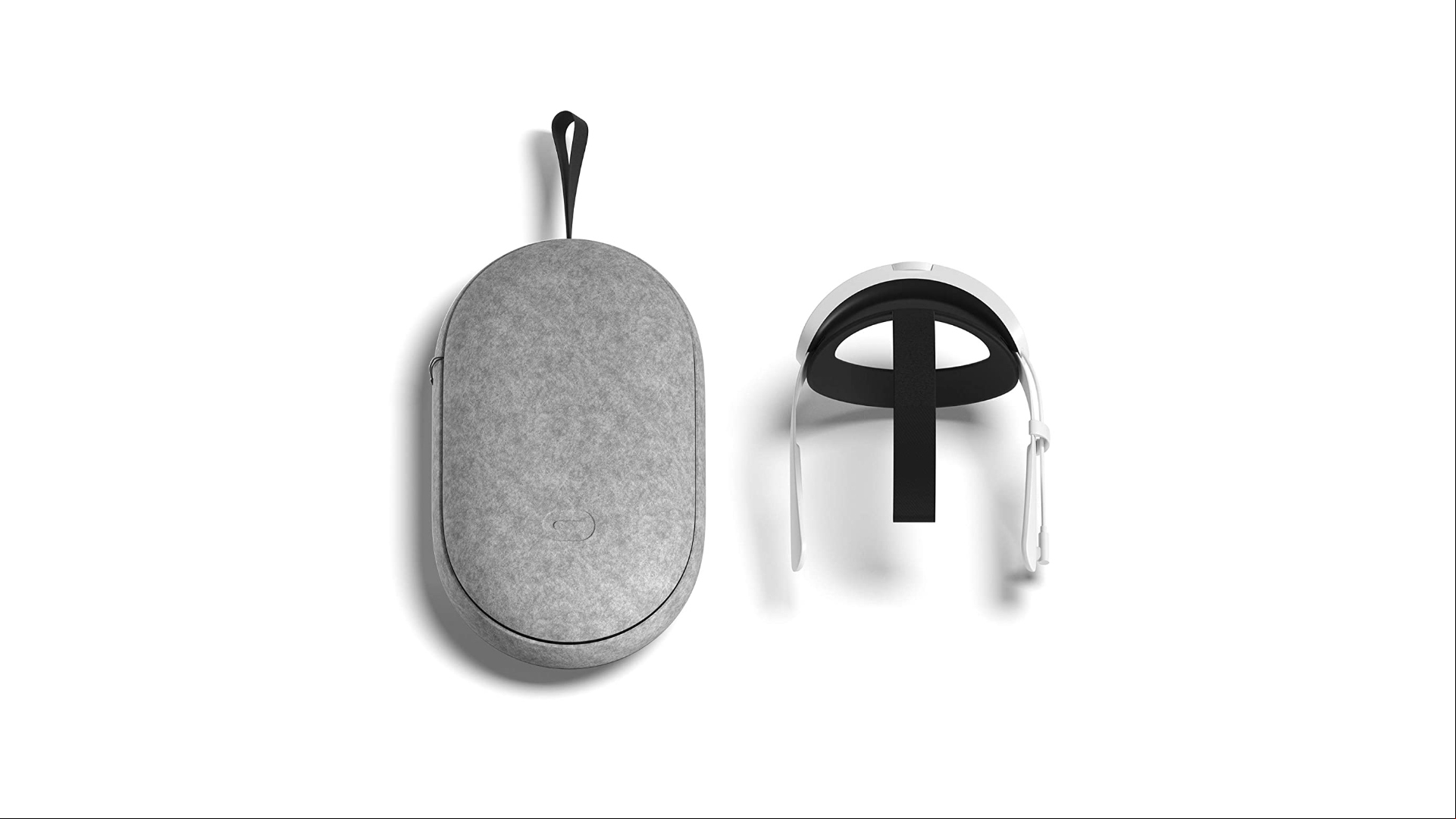 Oculus Quest 2 accessories: the elite strap and carry case on a white background.
