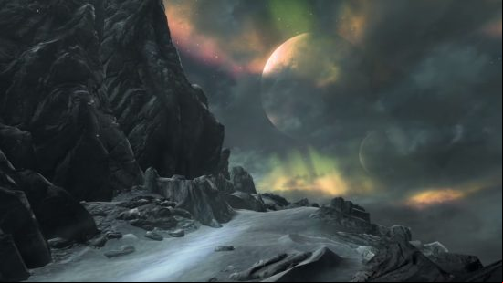 skyrim-world-console-commands-toggle Skyrim console commands and cheats: The twin moons of Tamriel are large in the night sky, obscured by clouds.