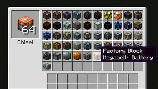 Best Minecraft mods - the Chisel UI allowing players to see the new battery.