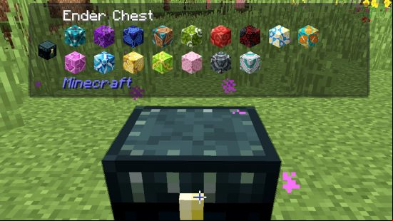 Best Minecraft mods - a closed ender chest and the Jade UI showing its contents, a variety of colourful terracotta blocks.