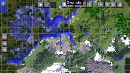 Best Minecraft mods - the Journeymap UI shows a top-down view of the map with all of the terrain types nearby.