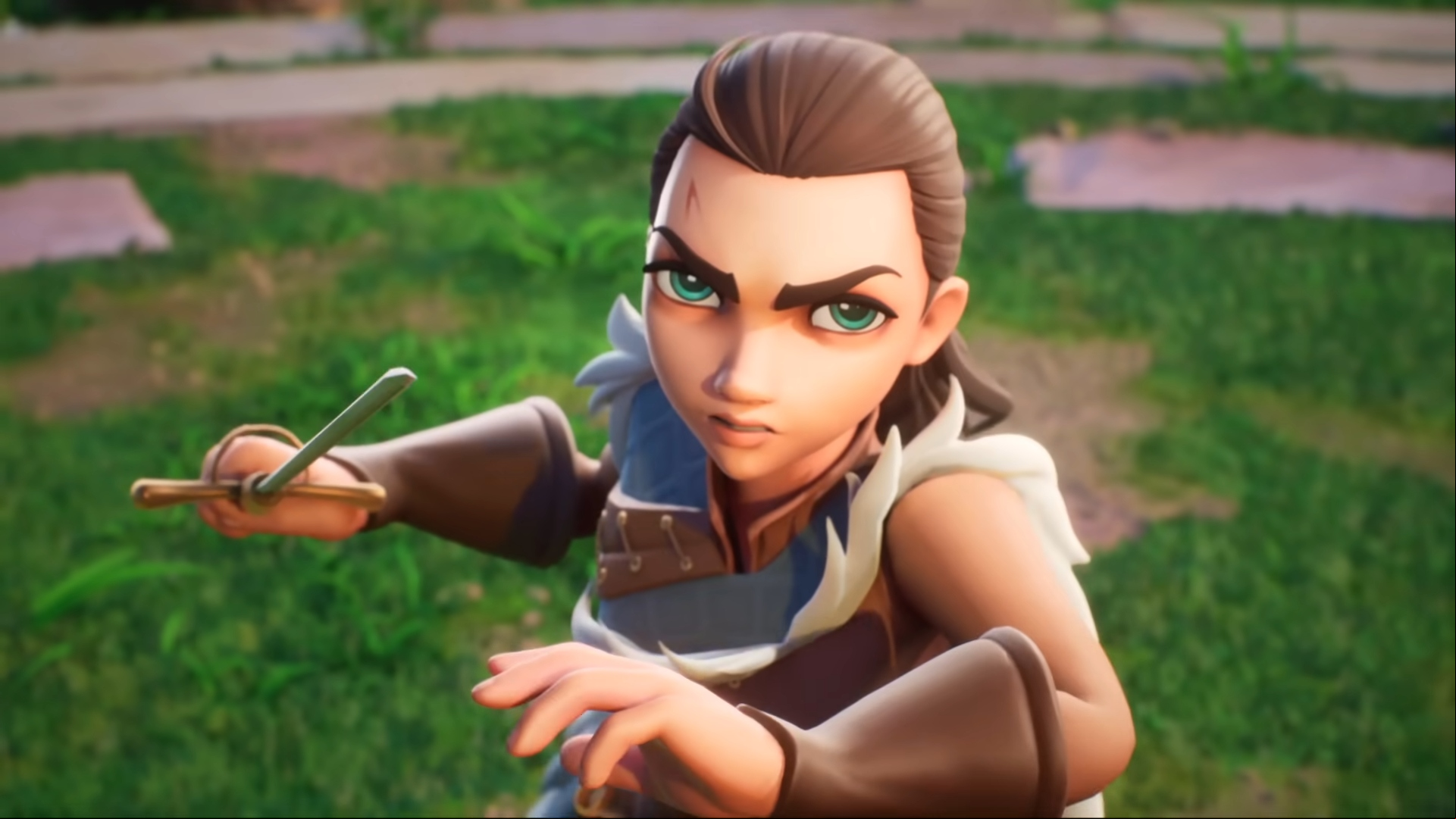 Best Game of Thrones games: Multiversus. Image shows Arya Stark getting ready to do battle in the game.