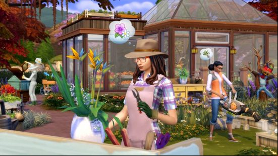 Sims 4 cheats: A Sim gardening in the Sims 4 Seasons expansion