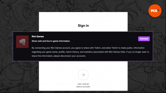 The  and connect boxes for connecting s for Valorant Twitch drops.