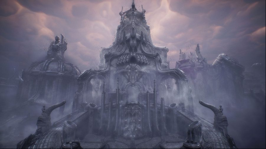 An external view of a massive building in Scorn
