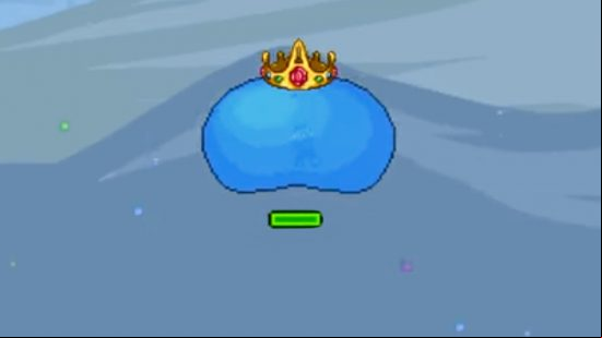 All Terraria bosses: a slime with a crown on top of it.