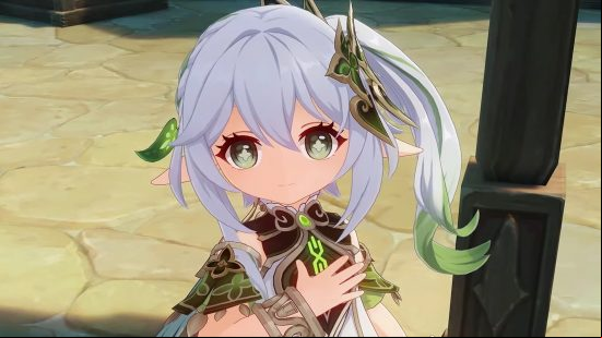 Genshin Impact 3.2 leak takes us inside new temporary Domain: anime girl with white hair and green eyes