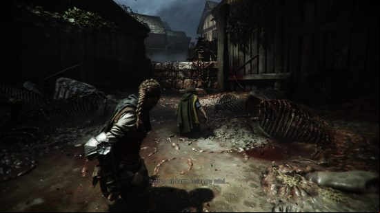 A Plague Tale Requiem review: A young boy and girl wade through entrails of dead animals