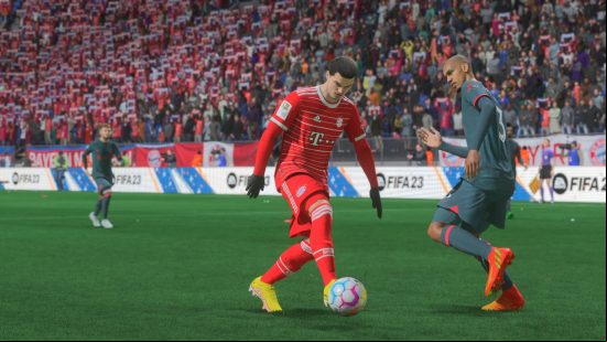 Best FIFA 23 midfielders: Sabitzer taking on a player with the ball