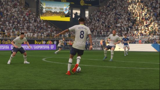 Best FIFA 23 midfielders: Jude Bellingham taking a shot with the outside of his boot