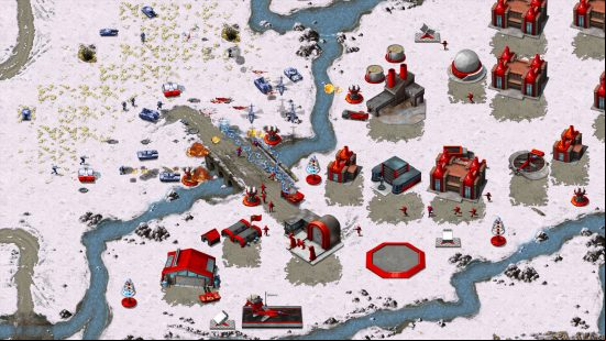 Best Strategy games - the Allies are attacking a Soviet base in C&C: Red Alert, one of the two games in the Command & Conquer Remastered Collection.