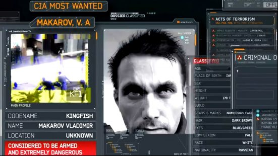Modern Warfare 2 ending: intelligence screen of Makarov