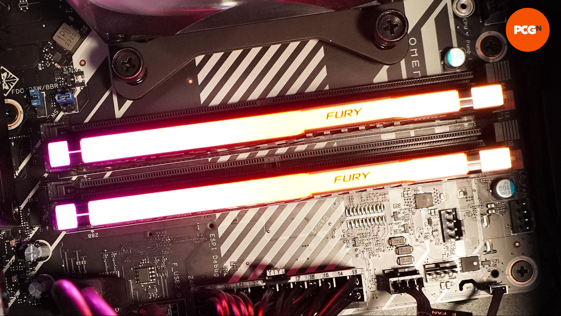 Kingston Fury Beast DDR5 RGB review: Gaming RAM installed in motherboard with RGB lighting