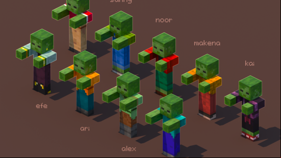 This image shows the Minecraft mod variant zombie skins