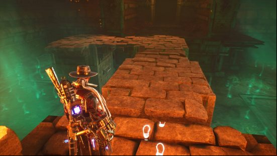 Evil West unique chests locations - the pillars are shown in the correct pattern to get to the chest.