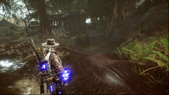 Evil West unique chests locations - a chest is open near a run-down shed.