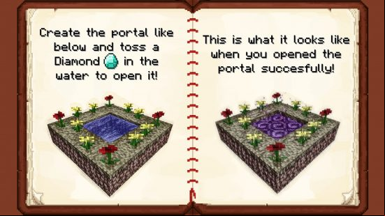 Best Minecraft mods - Twilight Forest mod shows how to build a portal in a journal.