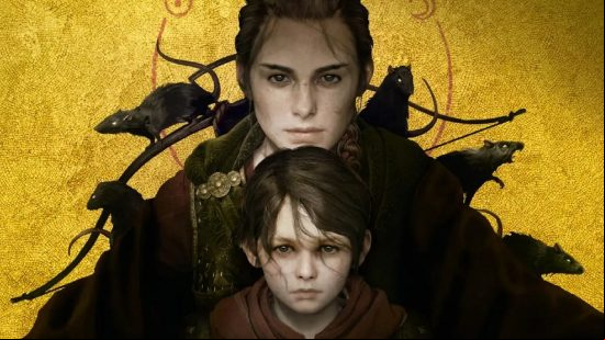 Amicia stands behind Hugo in A Plague Tale: Requiem