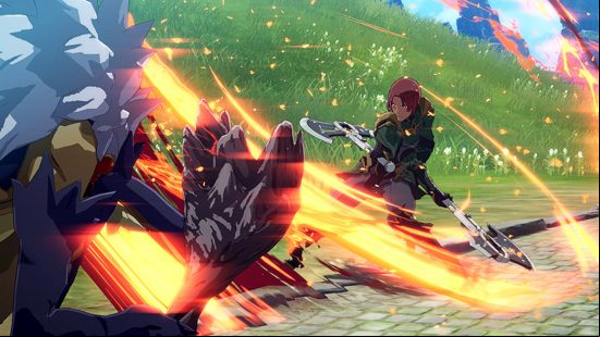Blue Protocol classes: a twin striker attacks a foe with two axes