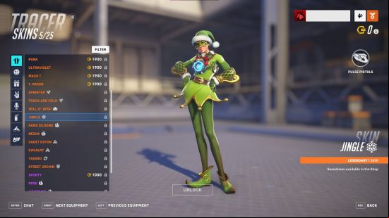 Overwatch 2 monetisation: A screenshot of the Overwatch 2 hero gallery featuring Tracer and the long list of skins currently unavailable to acquire in-game, while the others can only be purchased with coins.