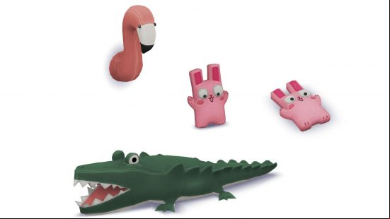 Sims 4 CC: A set of new children's toys for young Sims, including a stuffed flamingo, a felt alligator, and a pink rabbit plushie.