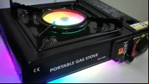 This portable gas stove gaming PC comes complete with RGB lighting
