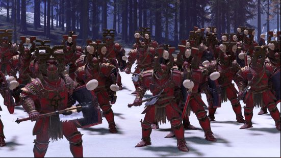 Total War: Warhammer 3 Chaos warriors line up in formation