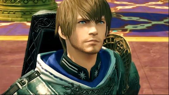 FFXIV 6.3 - a paladin with brown hair looking up