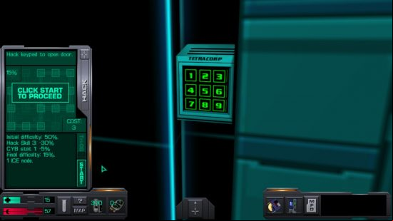 Best hacking games - System Shock 2: a keypad and hacking screen to unlock a system in-game