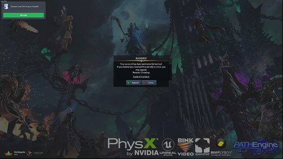 Lost Ark - a screenshot of the title screen, with a message reading, 