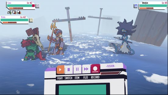 Best Pokemon games: several pixelated monsters battle on water.