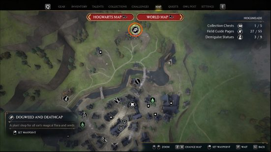 Where to get Hogwarts Legacy Mandrake: The Dogweed and Deathcap location north of Hogsmeade, where you can buy Mandrake or Mandrake seeds