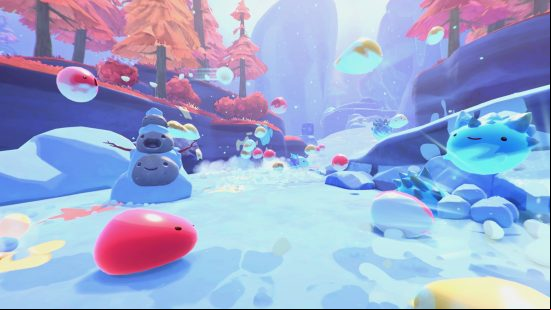 Sime Rancher sabers update: Pink, rock, and saber slimes frolic in the Powderfall Bluffs