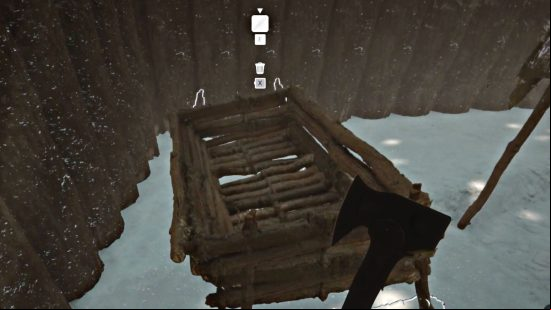 Sons of the Forest building guide: A planter box under construction.