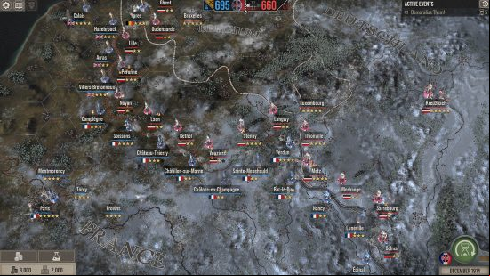 A strategic map of the Western Front from World War I